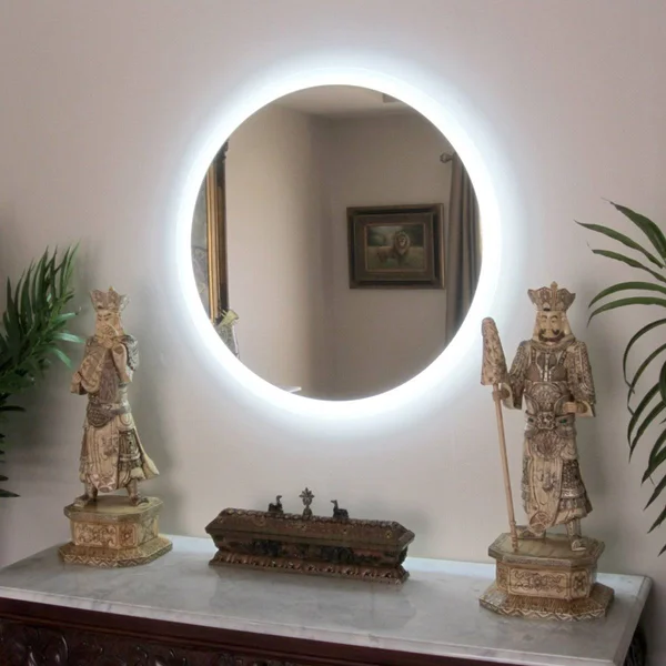 Mirrors & Marble LED Side-Lighted Bathroom Vanity Mirror: 36x22 Wide x 36x22 Tall - Round - Wall-Mounted