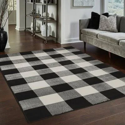 Schoffer Gingham Black Area Rug Gracie Oaks Rug Size: Rectangle 6&7x22 x 9&2x22