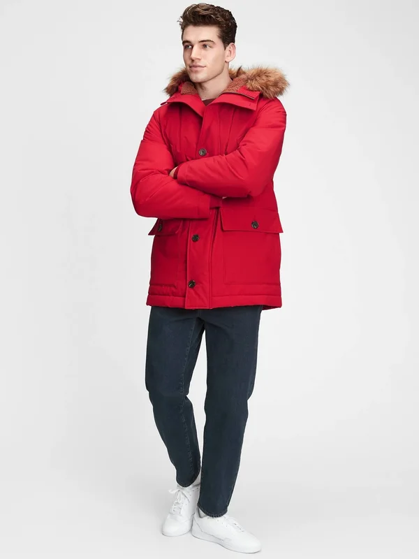 Gap Men's Coldcontrol Max Parka LaSalle Red Size M