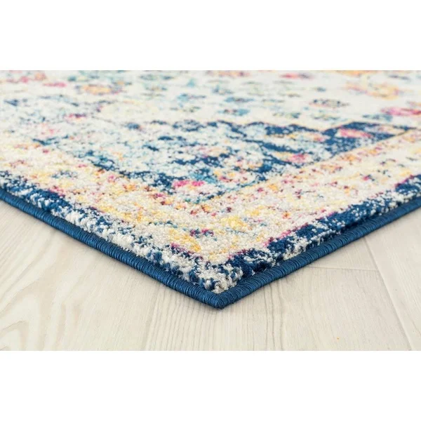 Westfield Home Versailles Amberley Blue Runner Rug - 2&7 inch x 7&2 inch - Beige
