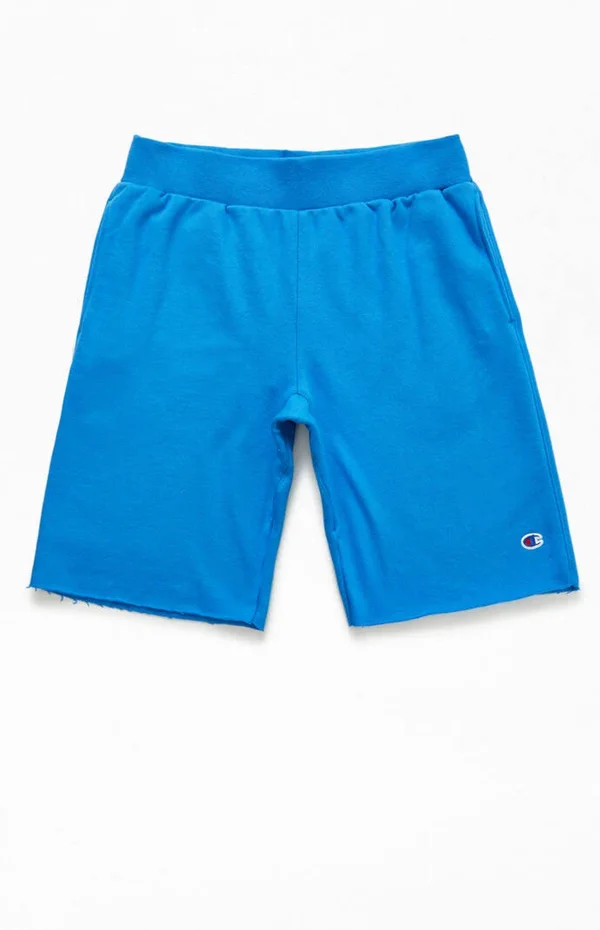 Champion Life REVERSE Weave Cut-Off Shorts - Blue - Casual Shorts
