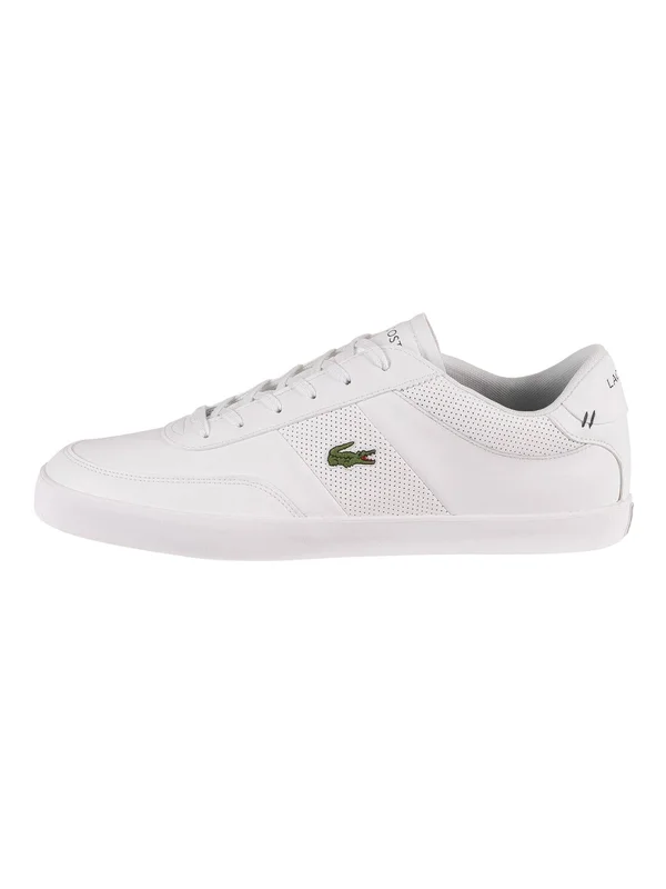 Lacoste Court Master Perf Stripe Sneakers in White Leather