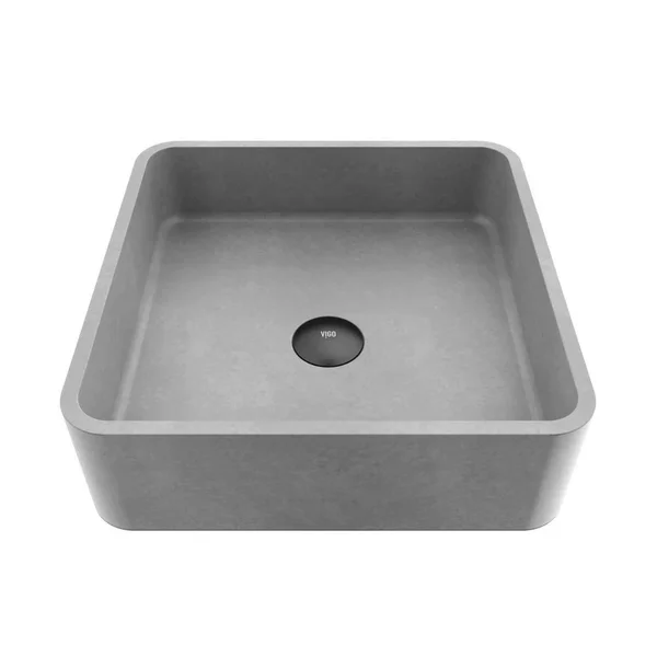 Vigo Concreto Stone Square Vessel Bathroom Sink in Gray VG04057
