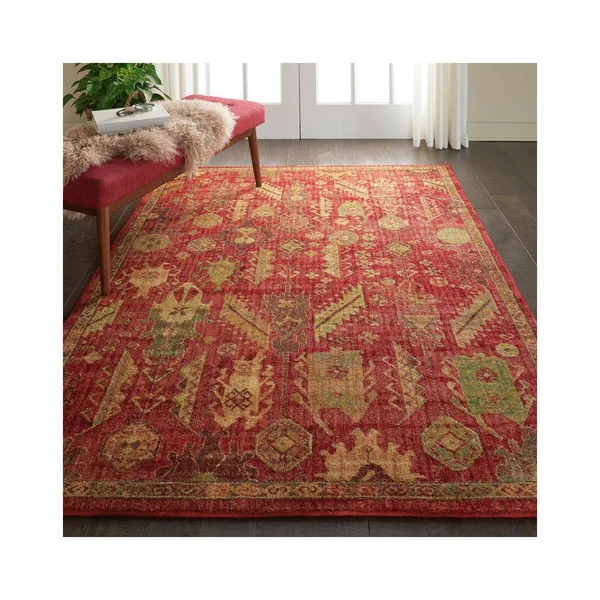 Nourison Jewel JEL04 5&3x22 x 7&5x22 Red Area Rug
