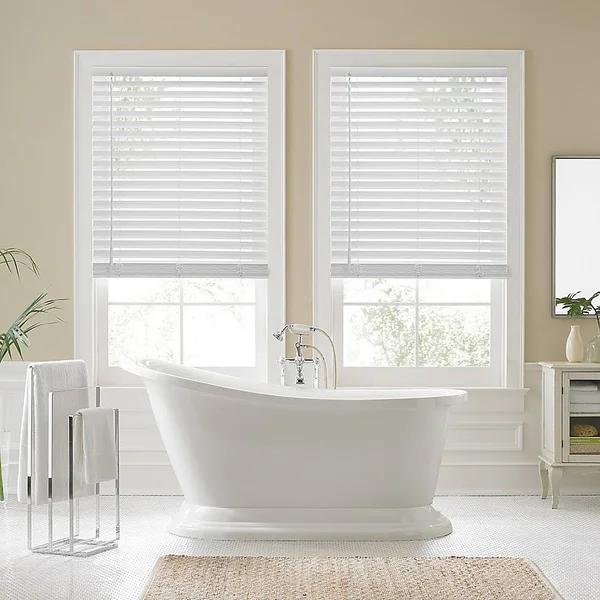 Real Simple Faux Wood 55.5x22 x 60x22 Cordless Shade in White