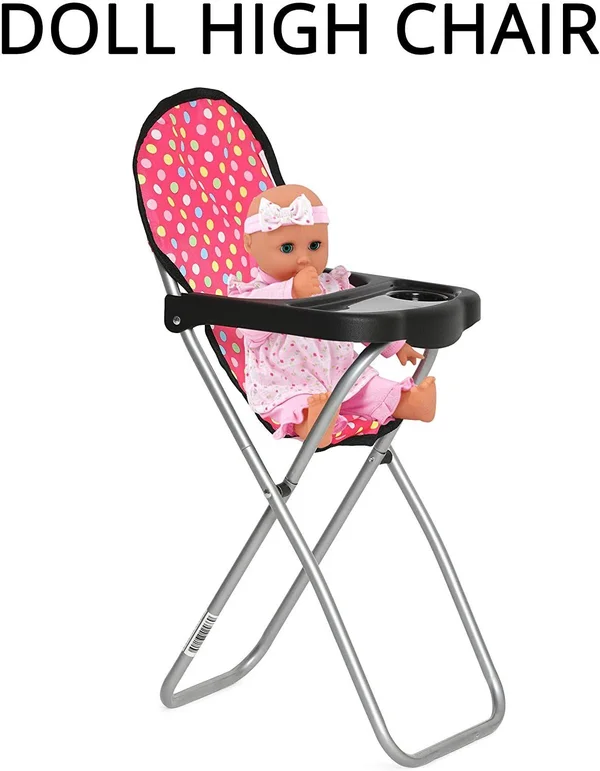 Fash N Kolor 3 Piece Doll Play Set, Includes - 1 Pack N play. 2 Doll Stroller 3.Doll High Chair. 4 Infant Seat, Fits Up to 18&&