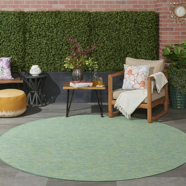 Nourison POS01 Positano Blue/Green Area Rug- 8& x Round