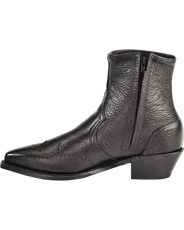Abilene Men's Western Wingtip Zipper Boot - 6445s, Size: 11.5, Black