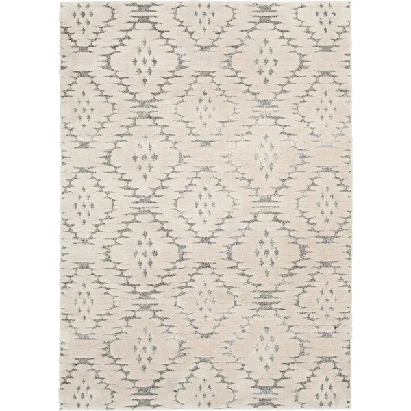 Natco Products Corp Bazaar Yara Grey/White 5 ft. x 7 ft. Geometric Polypropylene Area Rug - Light Gray/White