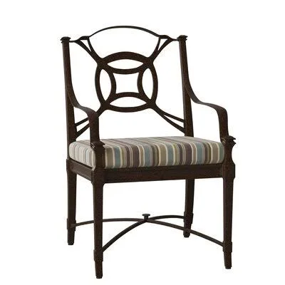 Isla Patio Dining Armchair with Cushion Woodard Cushion Color: Impact Beam Yellow, Frame Color: Chestnut Brown, Seat Height: 20\