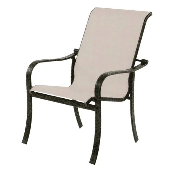 Suncoast Rosetta Sling Cast Aluminum Stackable Outdoor Dining Arm Chair