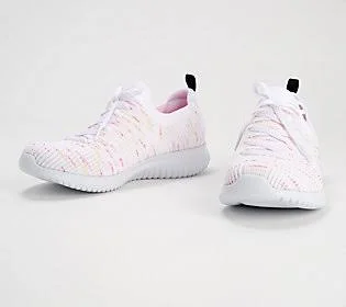 Skechers Washable Knit Slip-On Sneakers -Pop Sensation, Size 11 Medium, White/Multi