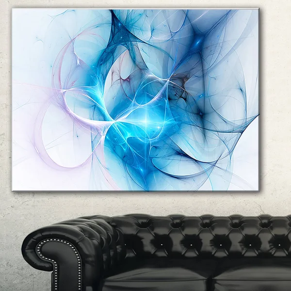 Designart &Blue Nebula Star& Abstract Digital Art Canvas Print - 40 in. Wide x 30 in. High