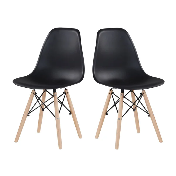 CELIPU Plastic Living Room Chair Set of 2 - Black