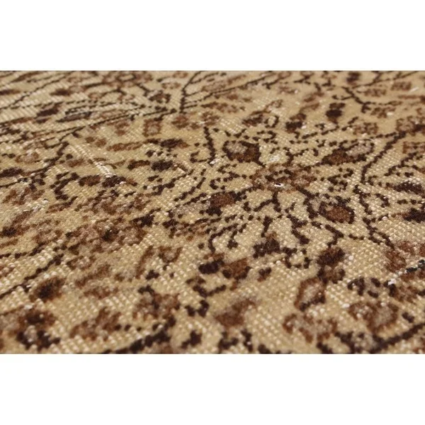 ECARPETGALLERY Hand-Knotted Kayseri Vintage Cream - Brown Wool Rug - 6&8 x 9&2 - Cream/ Dark Brown