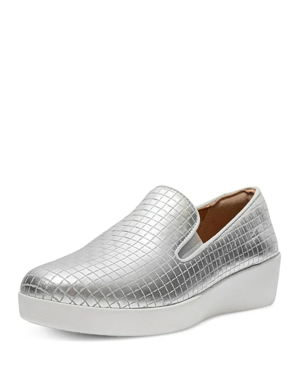 Fitflop Superskate Raffia Women's Shoes Silver : 6.5 M (B)