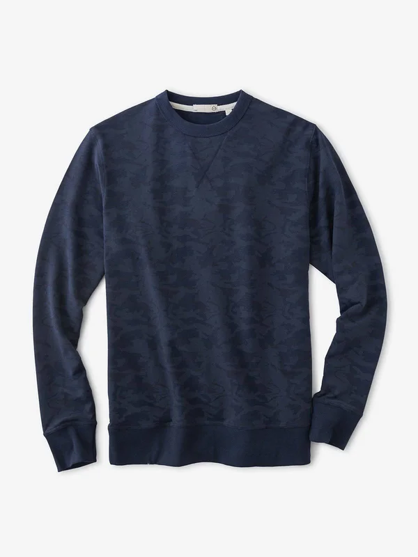 Tasc Varsity French Terry Sweatshirt Navy Camo, Small