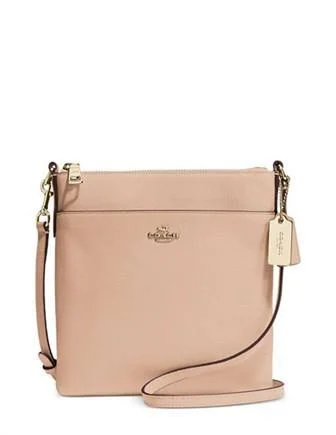 Coach North South Swingpack Embossed Textured Leather Beechwood