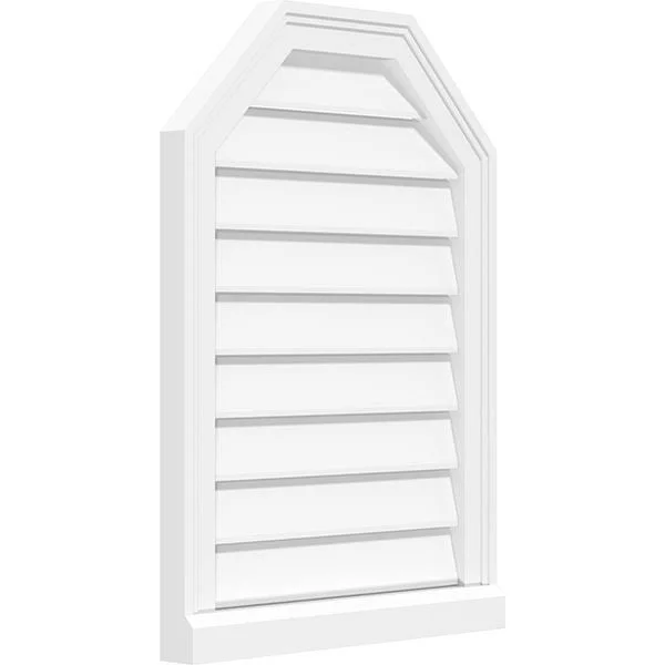 Ekena Millwork GVPOT28X2603SF 28x22W x 26x22H Octagonal Top Surface Mount PVC Gable Vent: Functional, w/ 2x22W x 2x22P Brickmoul