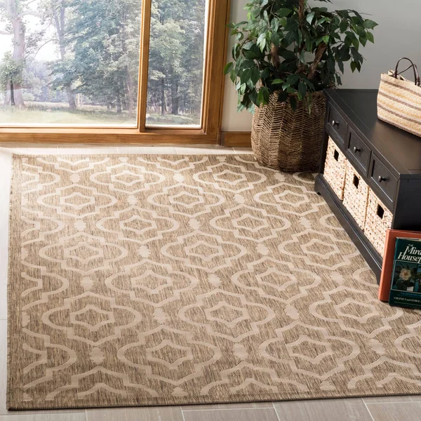 Safavieh Courtyard Red & Bone 4& x 5&-7x22 Indoor/Outdoor Rug