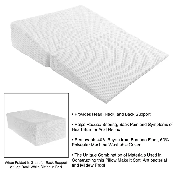 Lavish Home M892020 Folding Wedge Pillow Memory Foam - Ivory