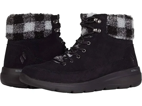 Skechers Women's on The Go Glacial Ultra - Timber Boots - Black/Gray, 7.5