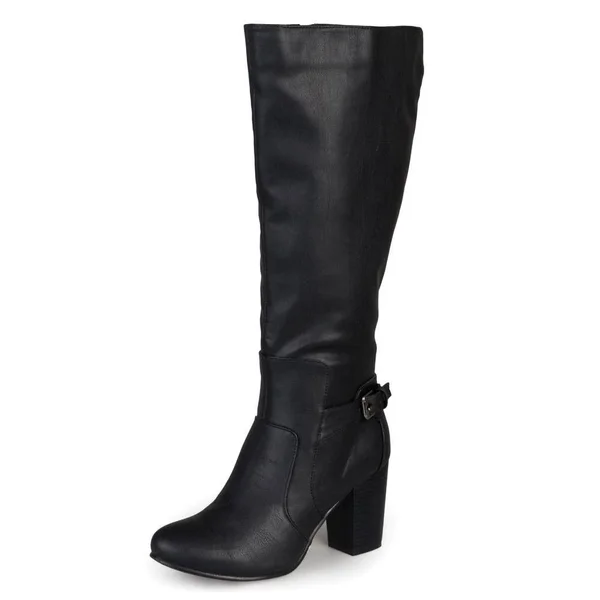 Journee Collection Womens Buckle Detail High-Heeled Boot