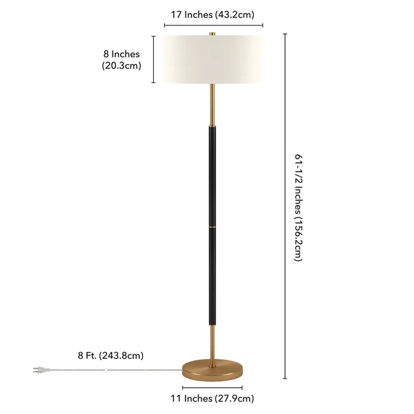 Simone 61-1/2 in. Matte White and Brass 2-Bulb Floor Lamp