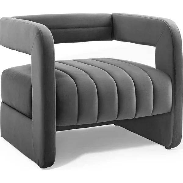 Modway Range Tufted Performance Velvet Accent Armchair Set of 2 - Charcoal
