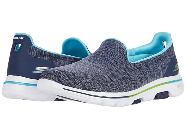 Skechers Women's GOwalk 5 Surprise Slip on Sneaker, Navy/Turquoise