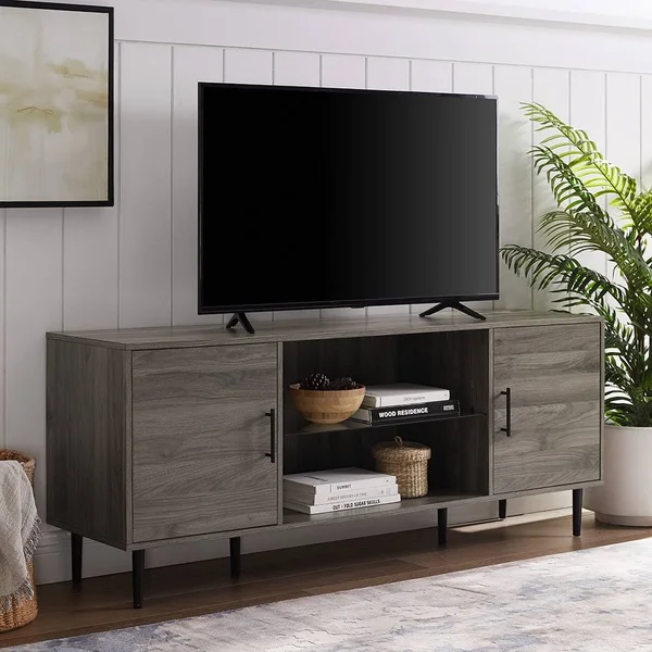 Saracina Home 60 Mid Century Modern TV Stand Slate Gray