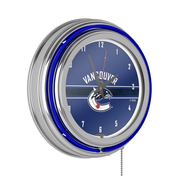 NHL Chrome Double Rung Neon Clock - Vancouver Canucks