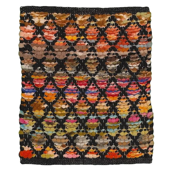Hand-Woven Chindi Accent Harlequin Black Multi-Colored Rug - 1&9 x 2&10