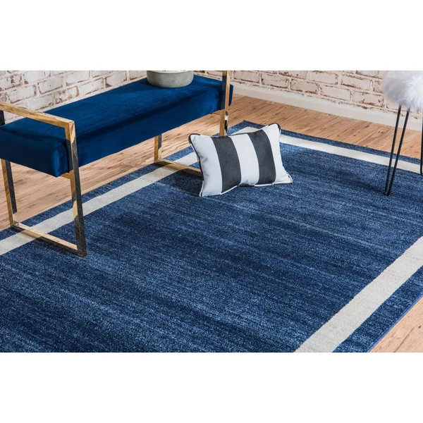 Unique Loom Del Mar Maria Navy Blue 3& 3 x 5& 3 Area Rug