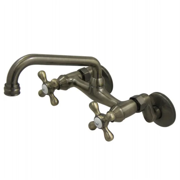 Kingston Brass Ks213sb Magellan 6x22 Adjustable Center Wall Mount Kitchen Faucet, Brushed Brass