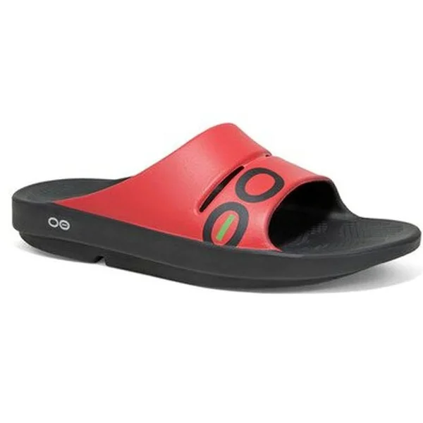 OOFOS OOahh Sport Impact Absorption Recovery Slide Sandals - Red/Black - M6w8