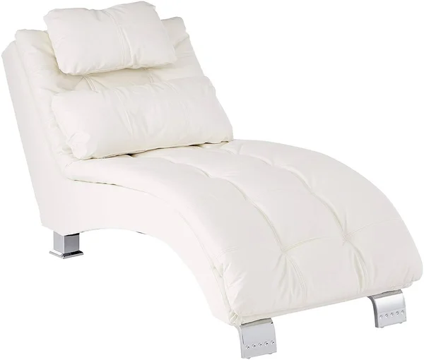 Benzara BM156094 Exuberant Chaise with Sturdy Chrome Legs White