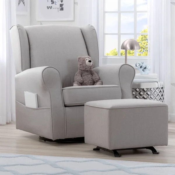 Delta Children Reston Nursery Glider Swivel Rocker Chair - French Grey
