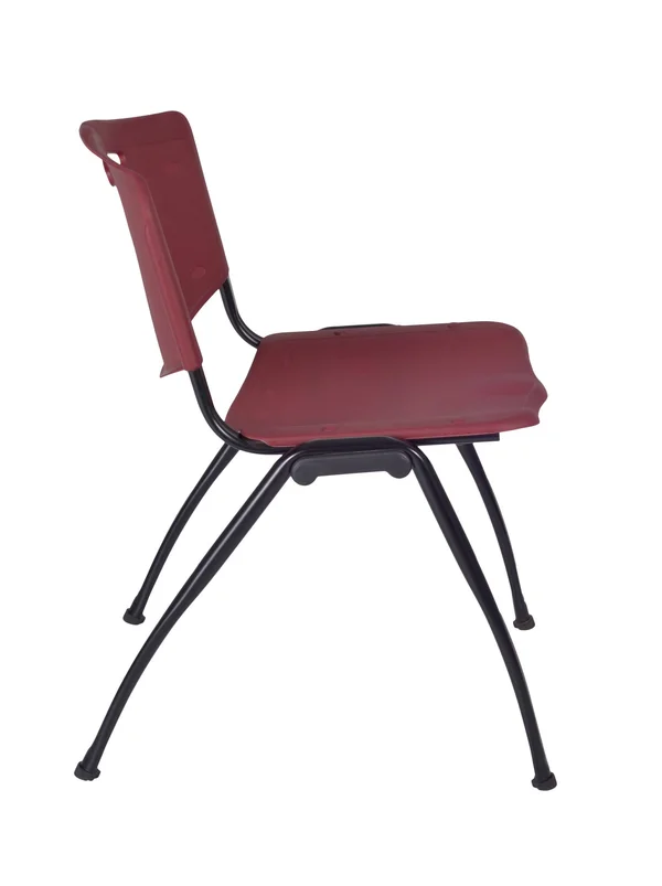 Regency Kee 42x22 Round Breakroom Table- Beige/ Chrome & 4 &M& Stack Chairs- Burgundy