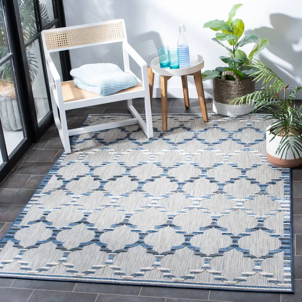 Safavieh Cabana Rug Collection CBN333G - Grey - Blue - 9' x 12'