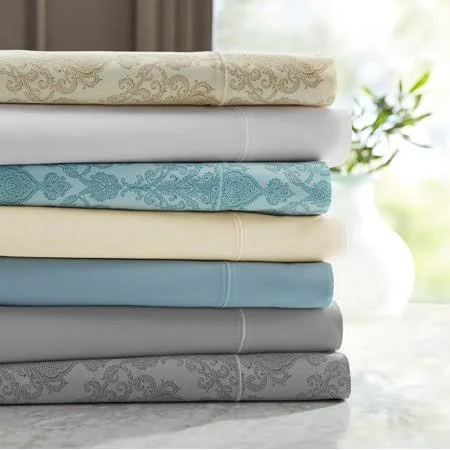 Hotel Style 600 Thread Count 100% Luxury Cotton Sheet Set - Queen, Blue Puddle
