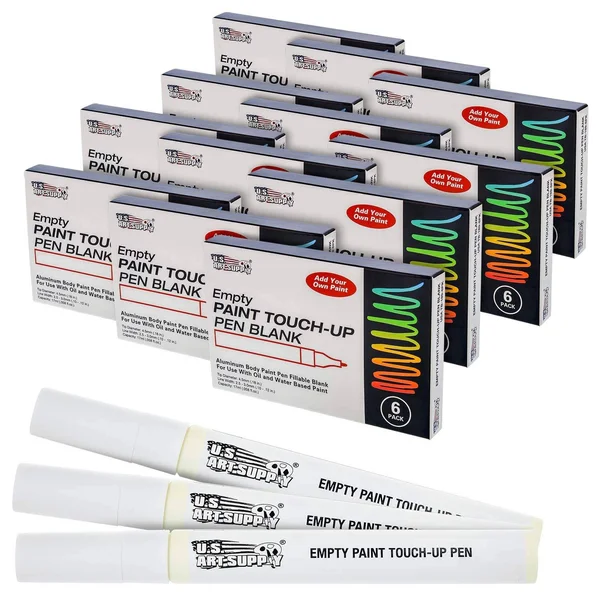 U.S. Art Supply - Empty Fillable Blank Paint Touch Up Pen Markers (Set of 72) - Fill with Your Own Art Acrylic - Oil and Water Ba