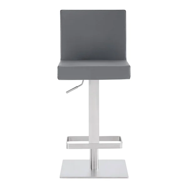 Benjara Leatherette Swivel Barstool with Adjustable Height, Gray