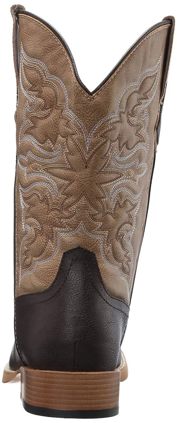 Roper Square Toe Faux Leather Western Boots - Mens - Brown