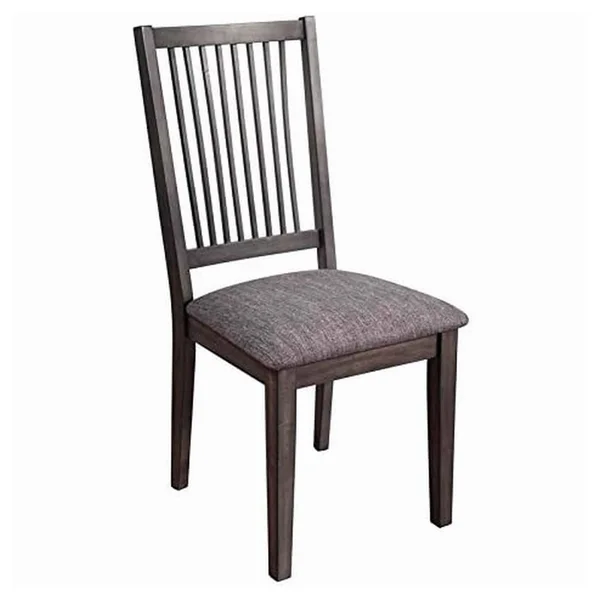 Wood Side Chair with Slatted Backrest and Padded SEAT - Set of 2, Dark Brown