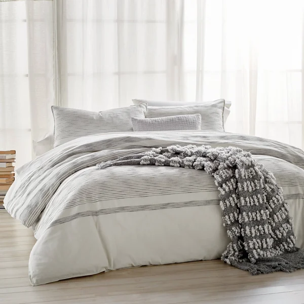 Dkny Pure Woven Stripe Duvet - Full/Queen, Ivory/ Black