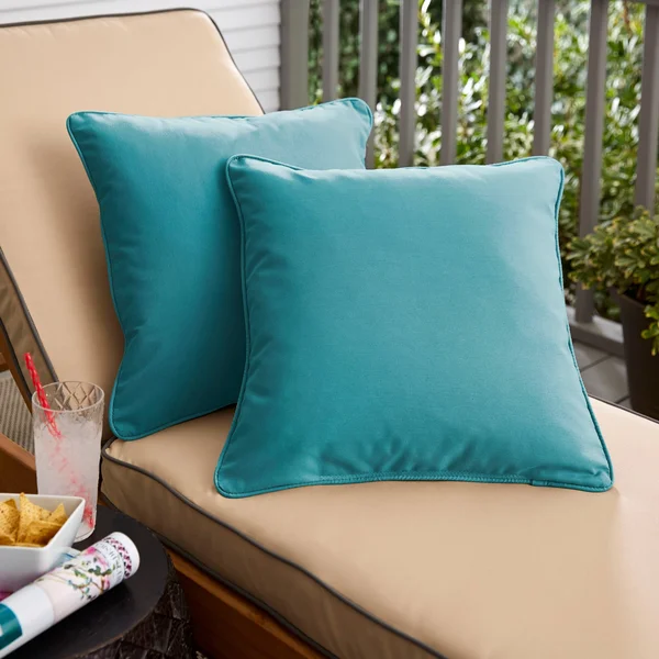 Aqua Blue Corded Indoor/ Outdoor Pillow Set (Set of 2) 16 in x 16 in