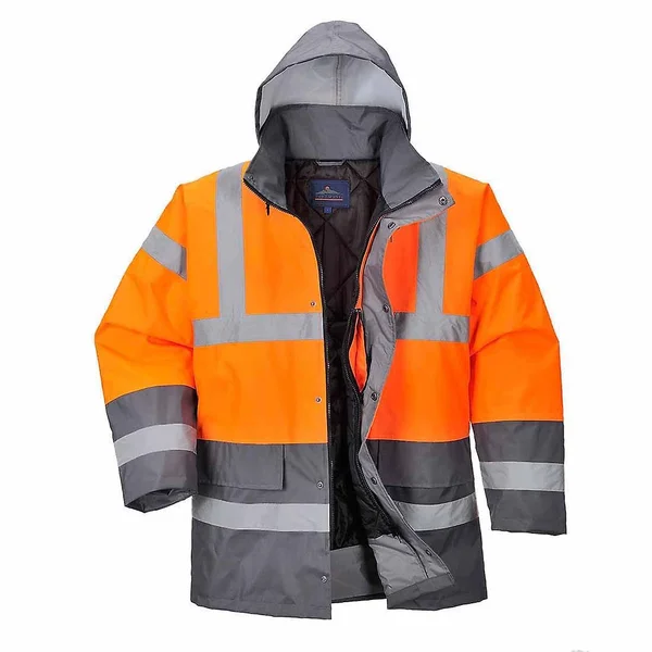Portwest Hi-Vis Two Tone Traffic Jacket S467, Orange/Grey, L