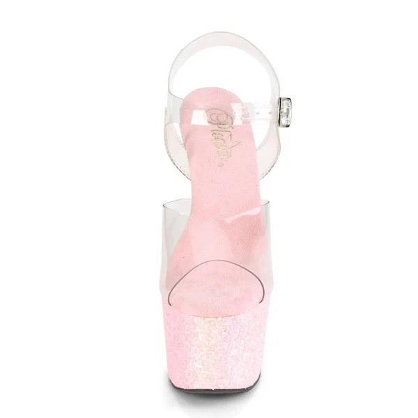 Pleaser - ADORE-708LG 10, Clear/Opal Multi Glitter