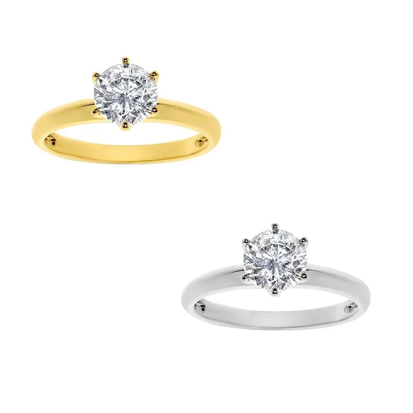 14K Yellow or White Solid Gold 1ct Round Cubic Zirconia Solitaire Ring - 7.5
